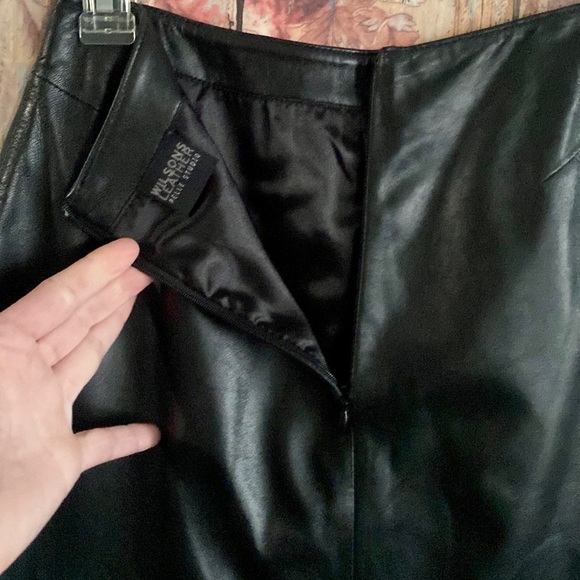 WILSON LEATHER SKIRT PELLE STUDIO BODYCON BLACK LEATHER SKIRT MIDI SKIRT 4 VTG - Picture 13 of 14